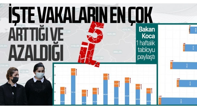 Son dakika: İşte vaka sayısının en çok arttığı ve azaldığı iller! Sağlık Bakanı Fahrettin Koca açıkladı! 