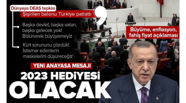 Başkan Erdoğan'dan TBMM'de yeni anayasa mesajı: En güzel 2023 hediyesi olacaktır 