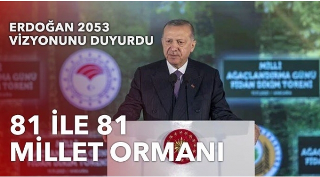 Erdoğan 2053 vizyonunu duyurup müjdeyi verdi: 81 ile 81 millet ormanı 