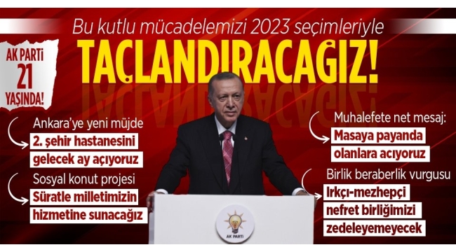 Başkan Recep Tayyip Erdoğan'dan AK Parti'nin 21. Kuruluş Yıl Dönümü Programı'nda önemli açıklamalar 