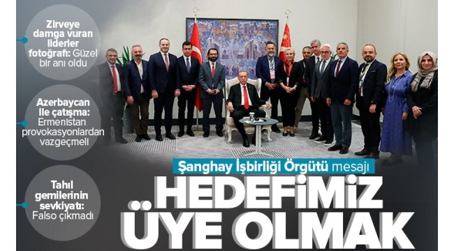  Başkan Erdoğan Özbekistan ziyareti sonrası gazetecilerin sorularını yanıtladı: Hedefimiz Şangay İşbirliği Örgütü Üyeliği 
