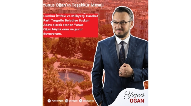Yunus Oğan'ın Teşekkür Mesajı