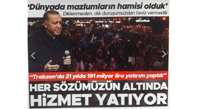Başkan Erdoğan Rize ve Trabzon'da düzenlenen mitinglerde önemli açıklamalarda bulundu 
