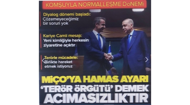 Başkan Erdoğan'dan Yunanistan Başbakanı Miçotakis'e 'Hamas' ayarı: Terör örgütü demek acımasızlıktır