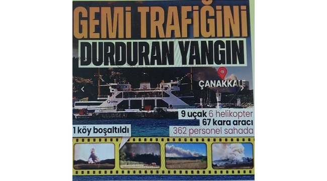 Son dakika... Çanakkale'de orman yangını! Gemi trafiği askıya alındı