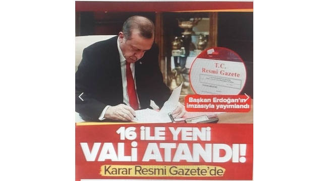 Son dakika... Valiler Kararnamesi Resmi Gazete'de yayımlandı: Çok sayıda ilin valisi değişti