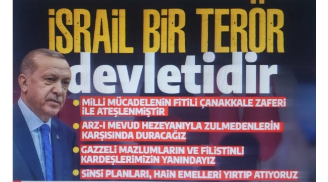Başkan Erdoğan'dan siyonist rejime sert tepki: Terör devleti İsrail